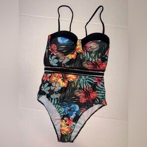 Women’s Tropical Floral One-Piece Swimsuit - sz medium